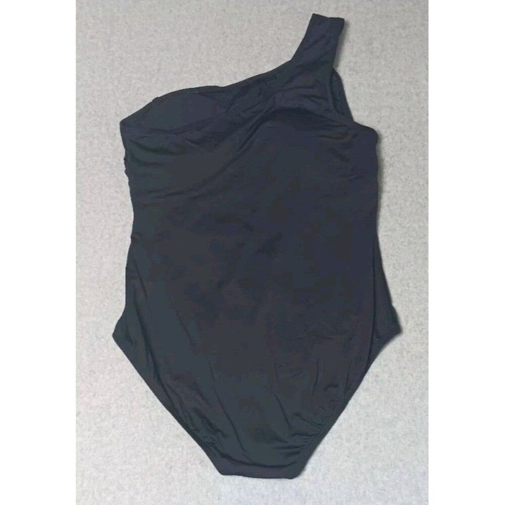 Michael Kors One Shoulder One Piece Swimsuit Size 14 Black Tummy Control Luxury - Picture 10 of 10